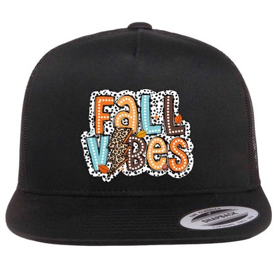 Fall Thanksgiving Leopard Halloween Maple Leaves Flat Bill Trucker Hat