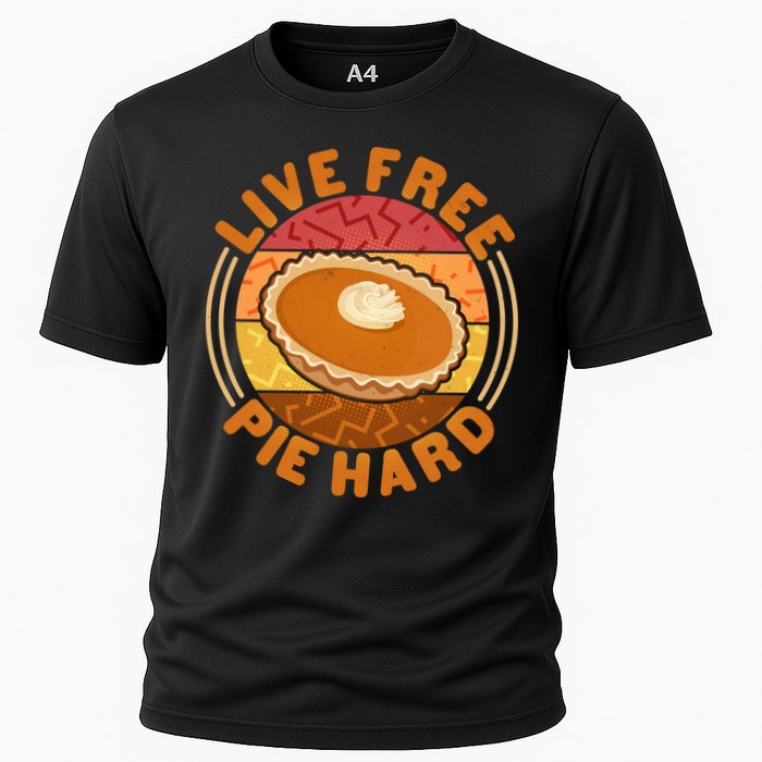 Funny Thanksgiving Live Free Pie Hard Pumpkin Sweet Potato Pie Lover Cooling Performance Crew T-Shirt