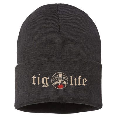 Funny TIG Life Tungsten Inert Gas Welder GTAW Arc Welding Sustainable Knit Beanie