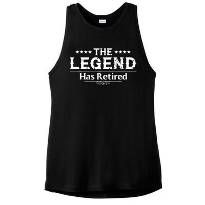 Funny The Legend Has Retired Art Retirement Ladies PosiCharge Tri-Blend Wicking Tank