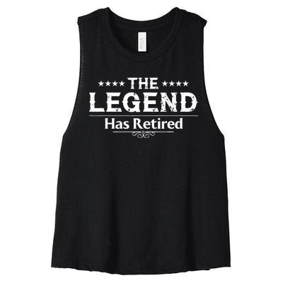 Funny The Legend Has Retired Art Retirement Women's Racerback Cropped Tank