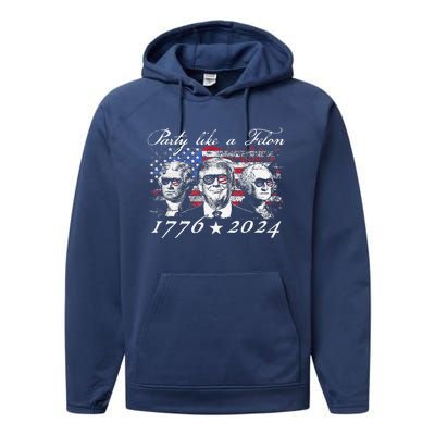 Funny Trumpparty Like A Felon 1776 2024 President Performance Fleece Hoodie