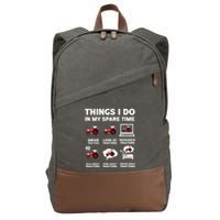 Funny Tractors Lover 6 Things I Do In My Spare Time Tractor Cotton Canvas Backpack