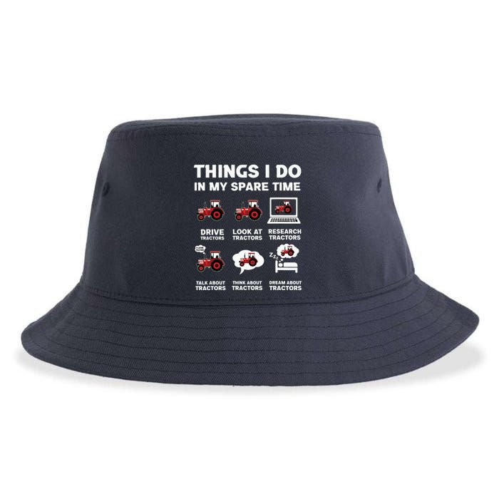 Funny Tractors Lover 6 Things I Do In My Spare Time Tractor Sustainable Bucket Hat