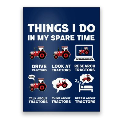 Funny Tractors Lover 6 Things I Do In My Spare Time Tractor Poster