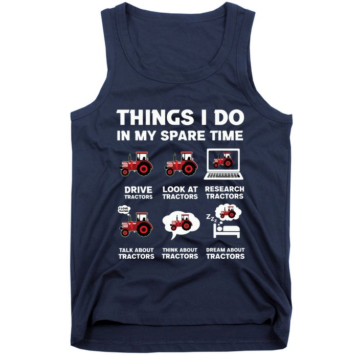 Funny Tractors Lover 6 Things I Do In My Spare Time Tractor Tank Top