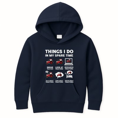 Funny Tractors Lover 6 Things I Do In My Spare Time Tractor Kids Hoodie