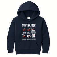 Funny Tractors Lover 6 Things I Do In My Spare Time Tractor Kids Hoodie