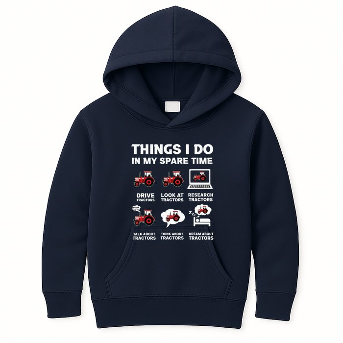 Funny Tractors Lover 6 Things I Do In My Spare Time Tractor Kids Hoodie