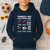 Funny Tractors Lover 6 Things I Do In My Spare Time Tractor Kids Hoodie