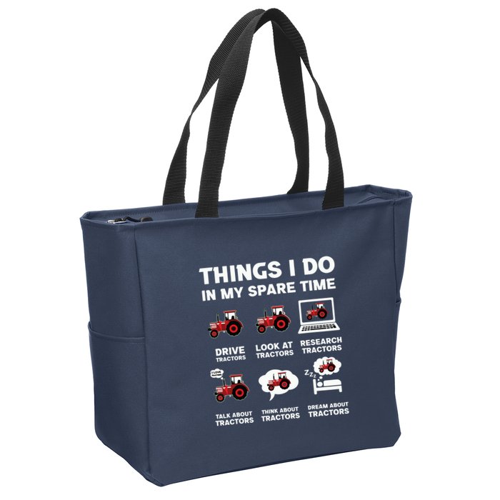 Funny Tractors Lover 6 Things I Do In My Spare Time Tractor Zip Tote Bag
