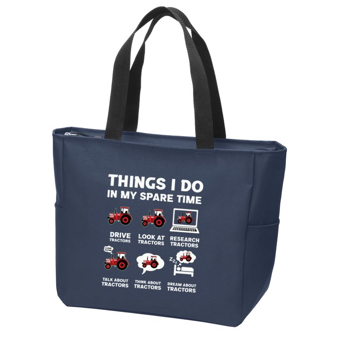 Funny Tractors Lover 6 Things I Do In My Spare Time Tractor Zip Tote Bag