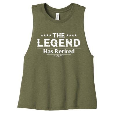 Funny The Legend Has Retired Gift For Adult Retirement Women's Racerback Cropped Tank