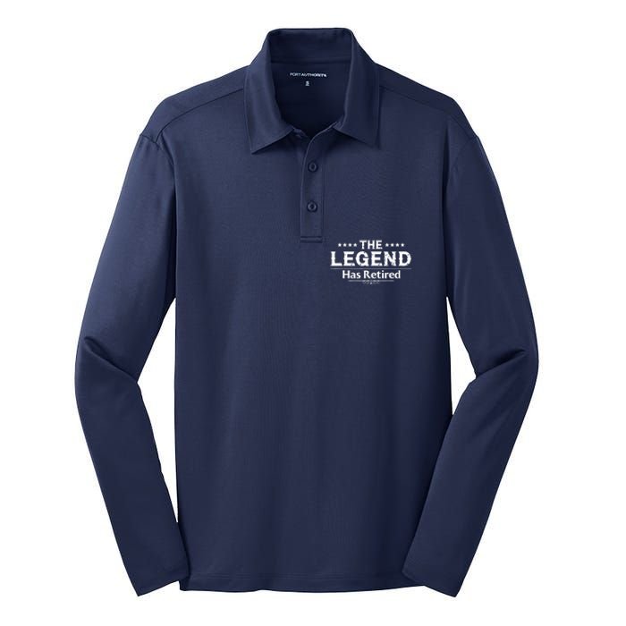 Funny The Legend Has Retired Gift For Adult Retirement Silk Touch Performance Long Sleeve Polo