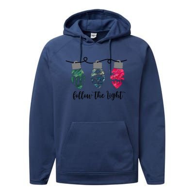 Follow The Light Christ Xmas Light Performance Fleece Hoodie