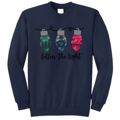 Follow The Light Christ Xmas Light Tall Sweatshirt