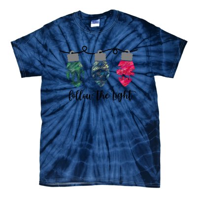 Follow The Light Christ Xmas Light Tie-Dye T-Shirt