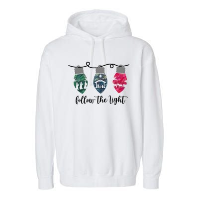 Follow The Light Christ Xmas Light Garment-Dyed Fleece Hoodie