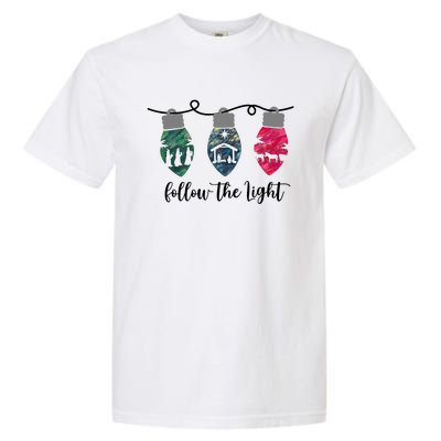 Follow The Light Christ Xmas Light Garment-Dyed Heavyweight T-Shirt