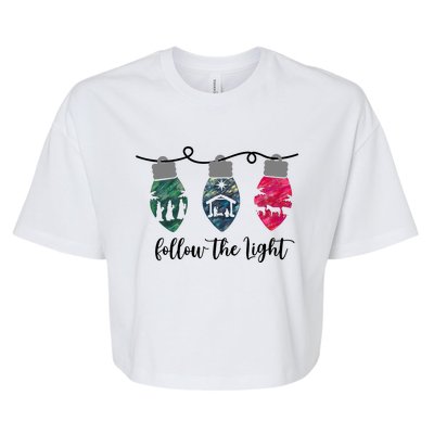 Follow The Light Christ Xmas Light Bella+Canvas Jersey Crop Tee