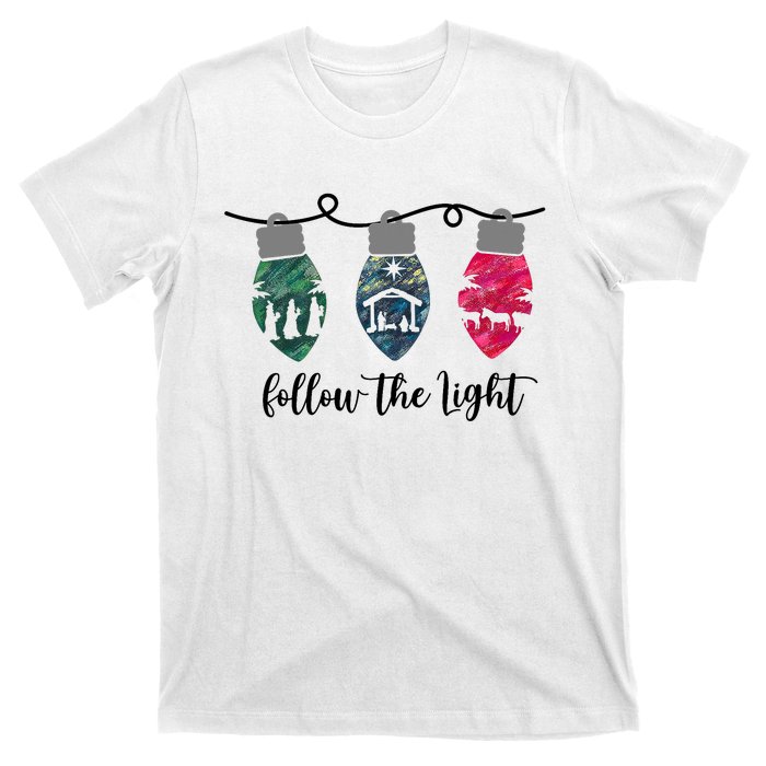 Follow The Light Christ Xmas Light T-Shirt