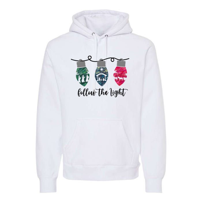 Follow The Light Christ Xmas Light Premium Hoodie