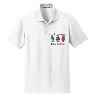 Follow The Light Christ Xmas Light Dry Zone Grid Polo