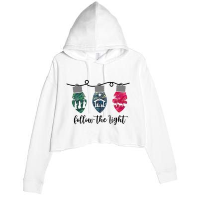 Follow The Light Christ Xmas Light Crop Fleece Hoodie