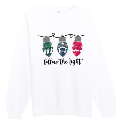 Follow The Light Christ Xmas Light Premium Crewneck Sweatshirt