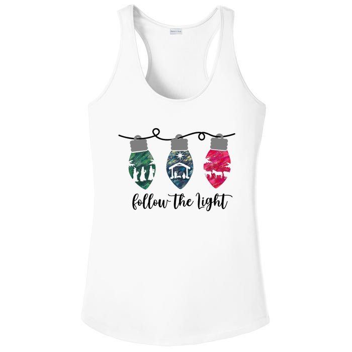 Follow The Light Christ Xmas Light Ladies PosiCharge Competitor Racerback Tank