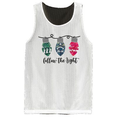 Follow The Light Christ Xmas Light Mesh Reversible Basketball Jersey Tank