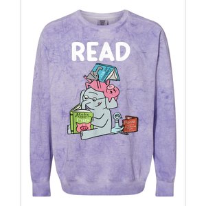 Funny Teacher Library Read Book Club Piggie Elephant Pigeons Colorblast Crewneck Sweatshirt