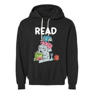 Funny Teacher Library Read Book Club Piggie Elephant Pigeons Garment-Dyed Fleece Hoodie