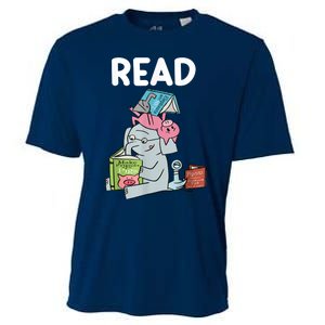 Funny Teacher Library Read Book Club Piggie Elephant Pigeons Cooling Performance Crew T-Shirt