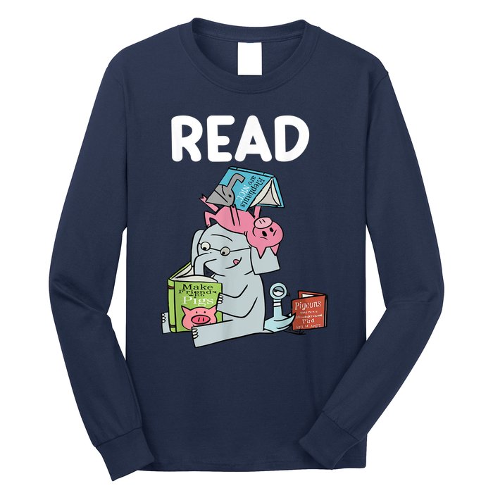 Funny Teacher Library Read Book Club Piggie Elephant Pigeons Long Sleeve Shirt