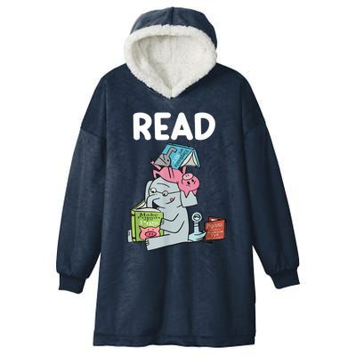 Funny Teacher Library Read Book Club Piggie Elephant Pigeons Hooded Wearable Blanket