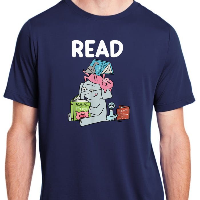 Funny Teacher Library Read Book Club Piggie Elephant Pigeons Adult ChromaSoft Performance T-Shirt