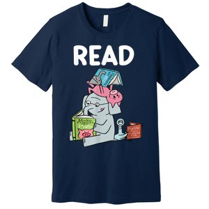 Funny Teacher Library Read Book Club Piggie Elephant Pigeons Premium T-Shirt