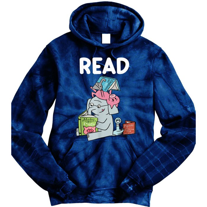 Funny Teacher Library Read Book Club Piggie Elephant Pigeons Tie Dye Hoodie