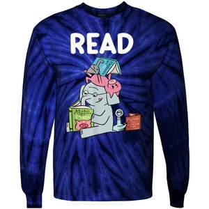 Funny Teacher Library Read Book Club Piggie Elephant Pigeons Tie-Dye Long Sleeve Shirt