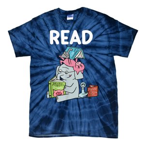 Funny Teacher Library Read Book Club Piggie Elephant Pigeons Tie-Dye T-Shirt