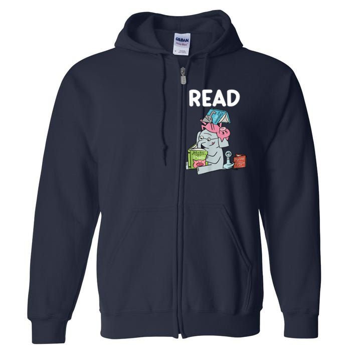 Funny Teacher Library Read Book Club Piggie Elephant Pigeons Full Zip Hoodie