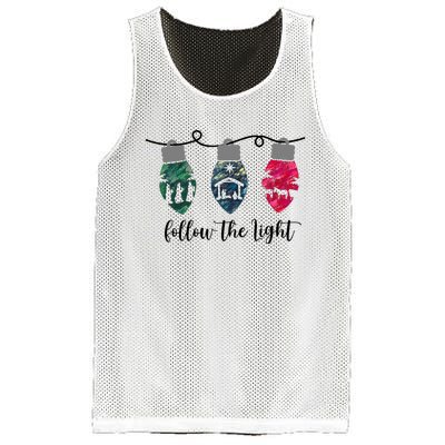 Follow the Light Christ Xmas Light  Mesh Reversible Basketball Jersey Tank