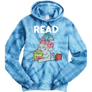 Funny Teacher Library Read Book Club Piggie Elephant Pigeons Tie Dye Hoodie