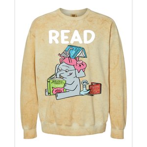 Funny Teacher Library Read Book Club Piggie Elephant Pigeons Colorblast Crewneck Sweatshirt