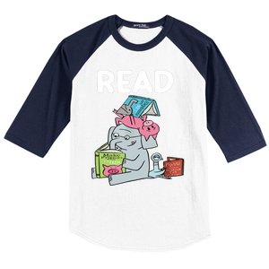 Funny Teacher Library Read Book Club Piggie Elephant Pigeons Baseball Sleeve Shirt