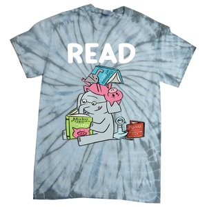 Funny Teacher Library Read Book Club Piggie Elephant Pigeons Tie-Dye T-Shirt