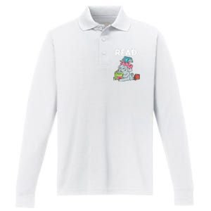 Funny Teacher Library Read Book Club Piggie Elephant Pigeons Performance Long Sleeve Polo