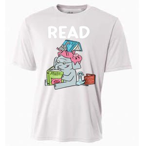 Funny Teacher Library Read Book Club Piggie Elephant Pigeons Cooling Performance Crew T-Shirt