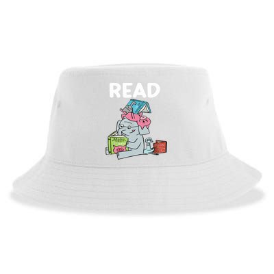 Funny Teacher Library Read Book Club Piggie Elephant Pigeons Sustainable Bucket Hat